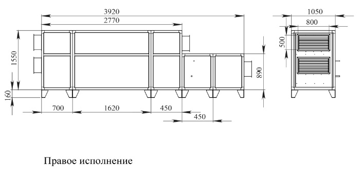 Габаритные и присоединительные размеры 4500 Lux RP W PB